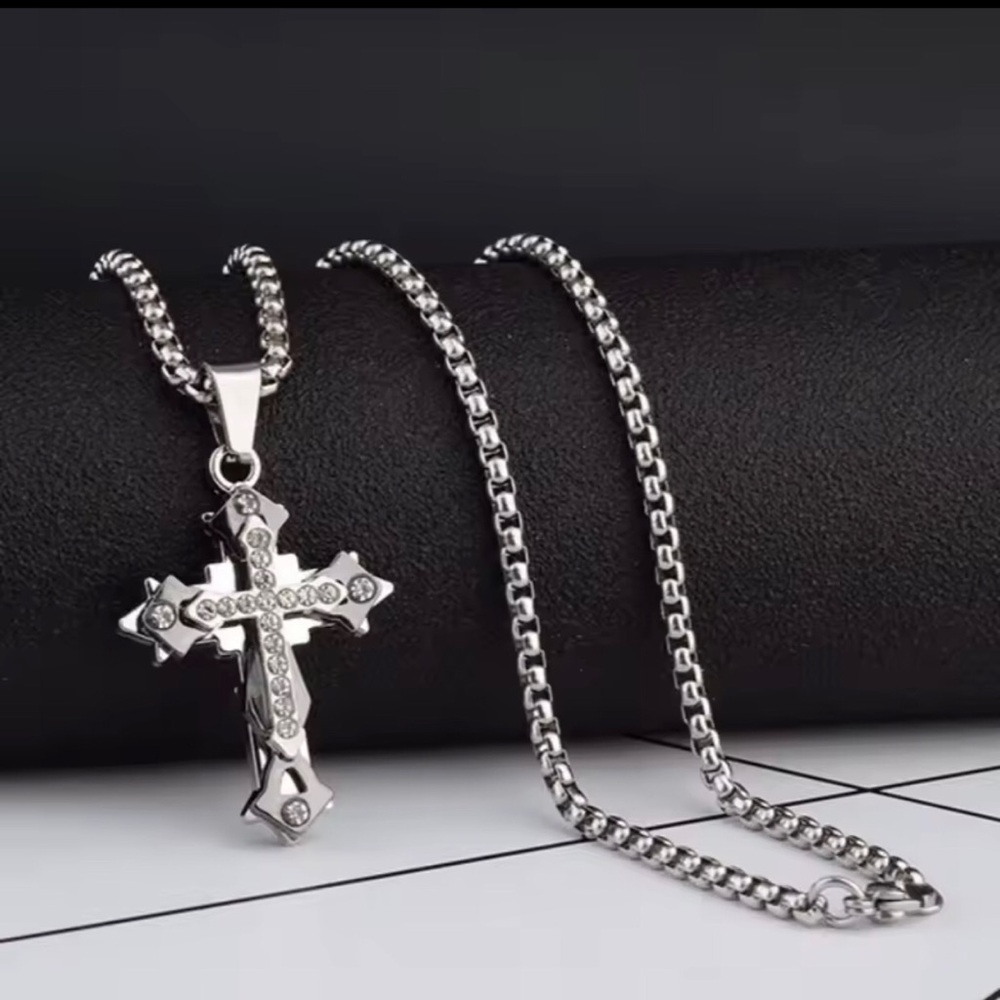 Titanium Steel Cross Pendant Necklace